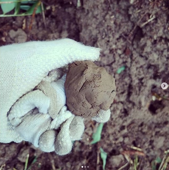 粘土？：作業道敷設のために土を掘っていると、粘土のような土がでてくることがあります。この土で皿…は無理でもピザ釜くらい作れないかなぁ【自然下・上井達矢さん仁美さん】