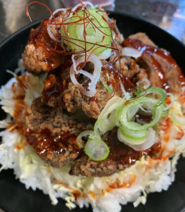 🌻 5月12日（水）マグロの唐揚げでした 🐟 コチュジャン風のタレを絡めています 😊【お食事処向日葵】