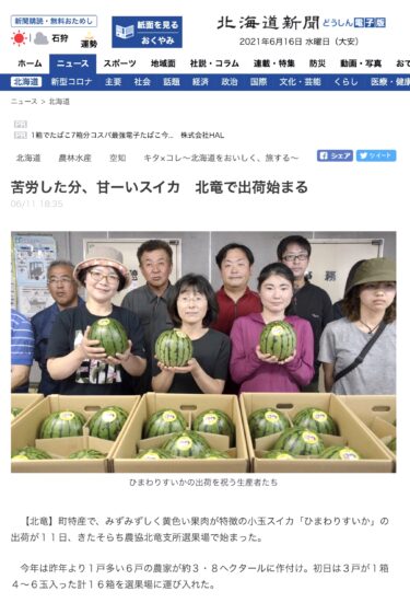 苦労した分、甘ーいスイカ　北竜で出荷始まる【北海道新聞】