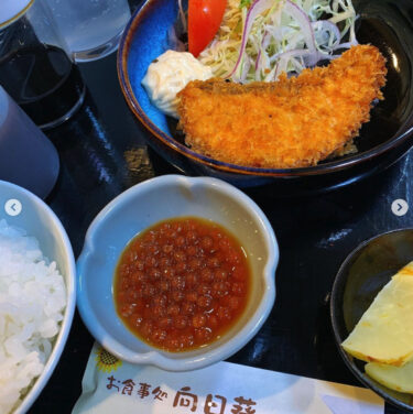 🌻 9月27日（水）鮭フライでした ♪ 自家製イクラもお付けしました 😊【お食事処向日葵】