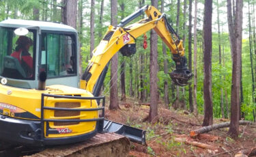 カラマツ搬出：shiroみんなの工場の外壁材になるカラマツを採材(カット)して搬出しました【自然下・上井達矢さん仁美さん】