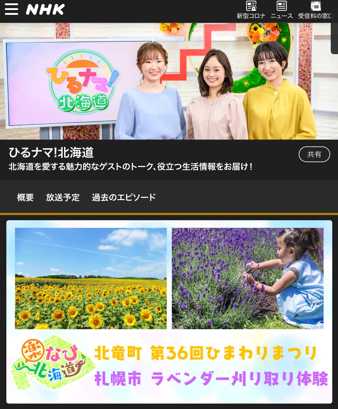 NHK総合1札幌『ひるナマ!北海道』で「北竜町ひまわりの里」が紹介