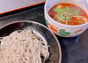 🌻 9月5日（月）トマト味のつけそば 🍅 ♪ せいろそばでした ☆ 😊 鶏肉とトマトがマッチしたつけだれでした【お食事処向日葵】【お食事処向日葵】