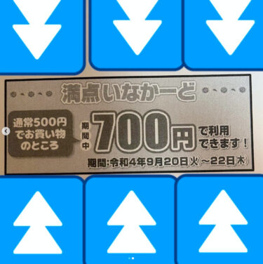 🌻 9月20日（火）今日から22日まで、満点いなカードが700円のお買い物券に変わります ☆ 通常500円が700円で使用可能【お食事処向日葵】
