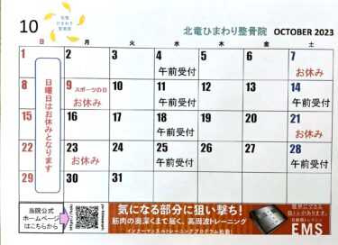 9月もお元氣さまでした ❗️ 今日から10月 🍂 よろしくお願い致します 😊【北竜ひまわり整骨院】