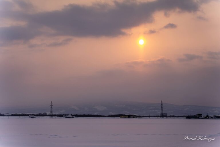 冬空をオレンジ色に染める朝陽