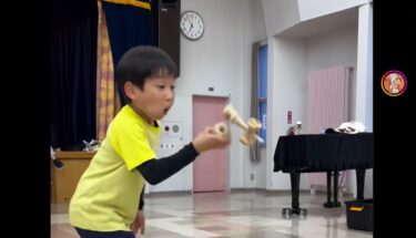 先週は @yamatomikoto0530 くんが遊びに来てくれました ⭐️ @toru.kt さんの逆ターンテーブルも凄い！【北竜けん玉クラブ】