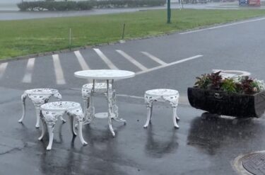 昨日（6/18）は突然のゴリラ豪雨？あっという間にお店前が川のように！明日か明後日にはメロン🍈も初入荷となりそうです【みのりっち北竜】