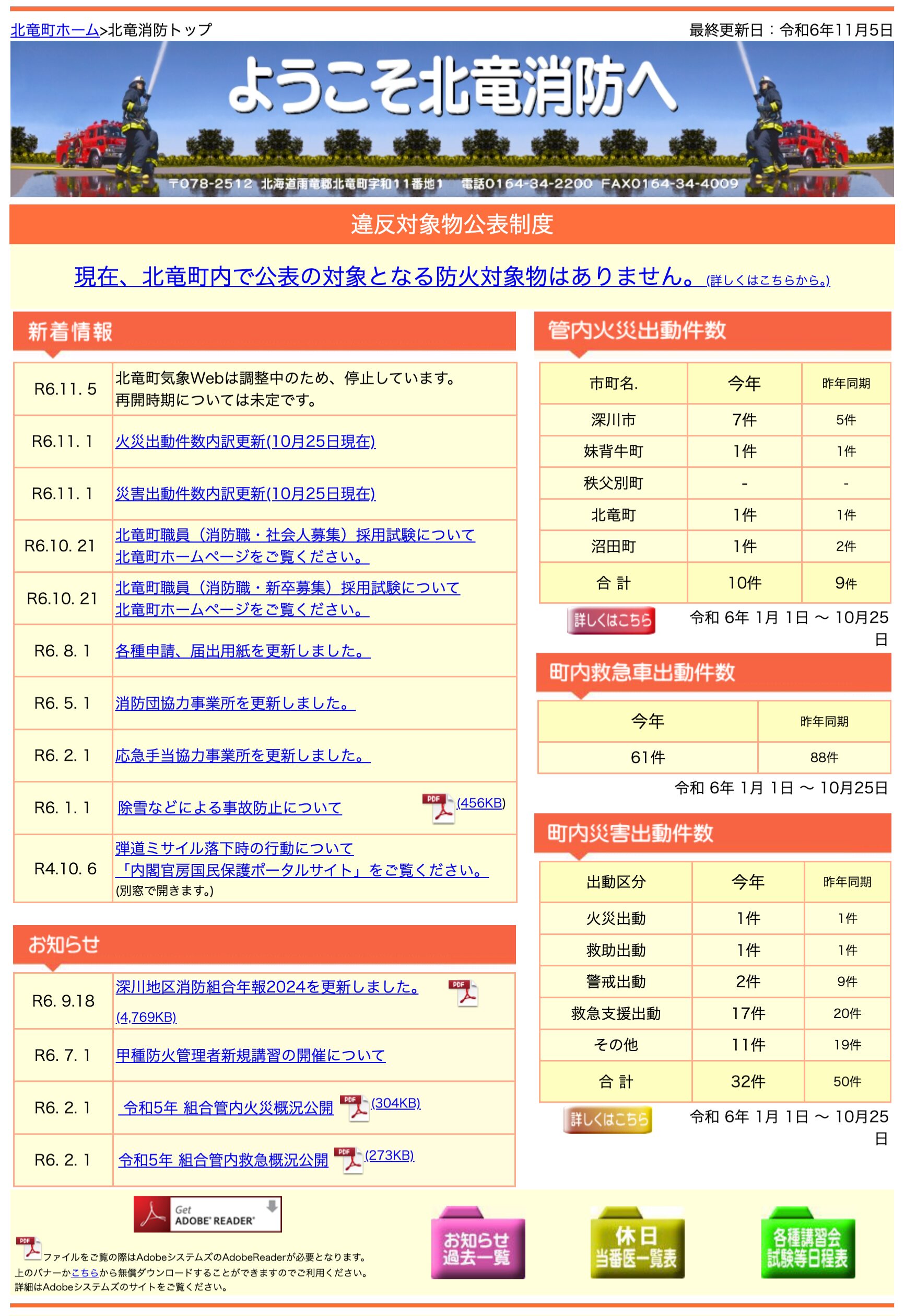 北竜町気象Webは調整中のため、停止しています。再開時期については未定です【北竜消防】