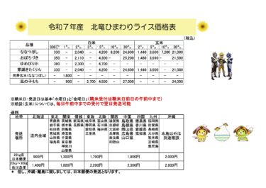 令和7年度 北竜町産ひまわりライス「白米・玄米」価格表 ＆ お求め方法【JAきたそらち北竜支所】