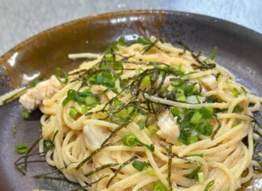 ☀️🌞 3月31日（月）はみちゃんのおつまみ：はみちゃんの大好物なたらこスパゲッティとビール。めっちゃ笑顔で食べて居ました【kitchen晴晴】