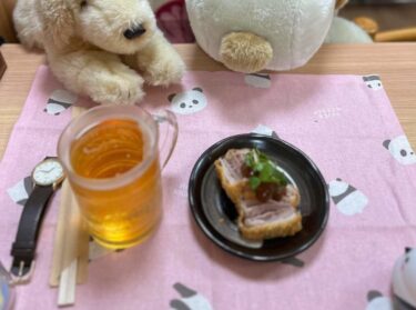 ☀️🌞 4月19日(土)はみちゃんのおつまみ:まぐろカツ トリュフソースとビール🍺【kitchen晴晴】