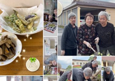 10 Juni (Selasa) Staf memetik banyak butterbur jadi semua orang membantu mengupasnya [Rumah Kelompok Hekisui]