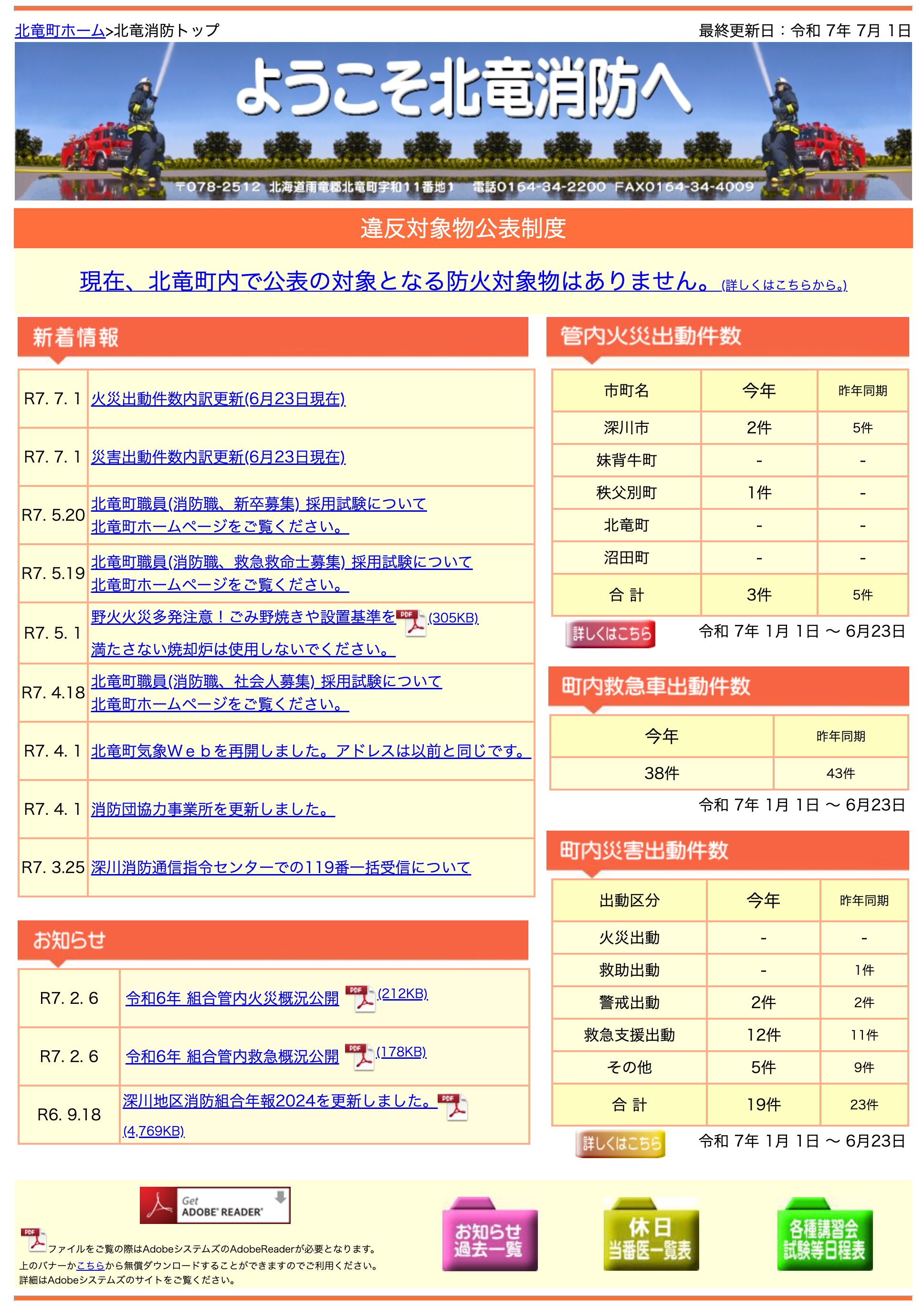 2025年6月分：火災・災害出動件数内訳更新【北竜消防】