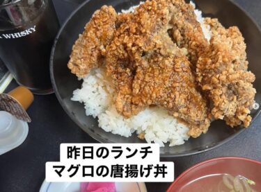 🌻 3月27日（金）本日の日替わりランチ：マグロの唐揚げ丼でした ♪【お食事処向日葵】