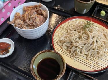 🌻 4月20日（月）本日の日替わりランチ：ミニゲソ丼と蕎麦セット でした ♪【お食事処ひまわり】