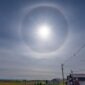 Rainbow rings surrounding the sun (light rings)